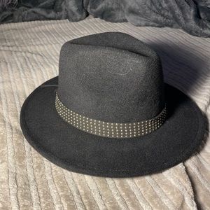 NWOT Black Hat with silver detailing- One Size